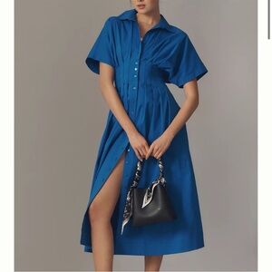 Anthropologie Exquise Imperial Blue Tobie Midi Dress Size Large